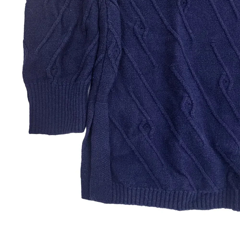 Soft Surroundings Cable Knit Tunic Sweater Medium Size Blue Women’s V Neck - Picture 5 of 11